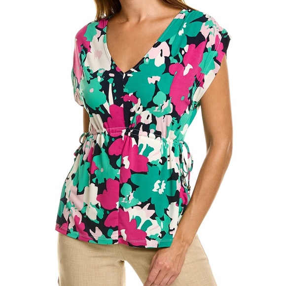 Ellen Tracy Tops - Ellen Tracy Floral Drawstring Top Size Medium NWT